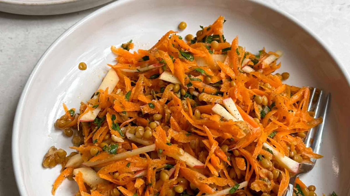 Salade de carottes, pomme et lentilles