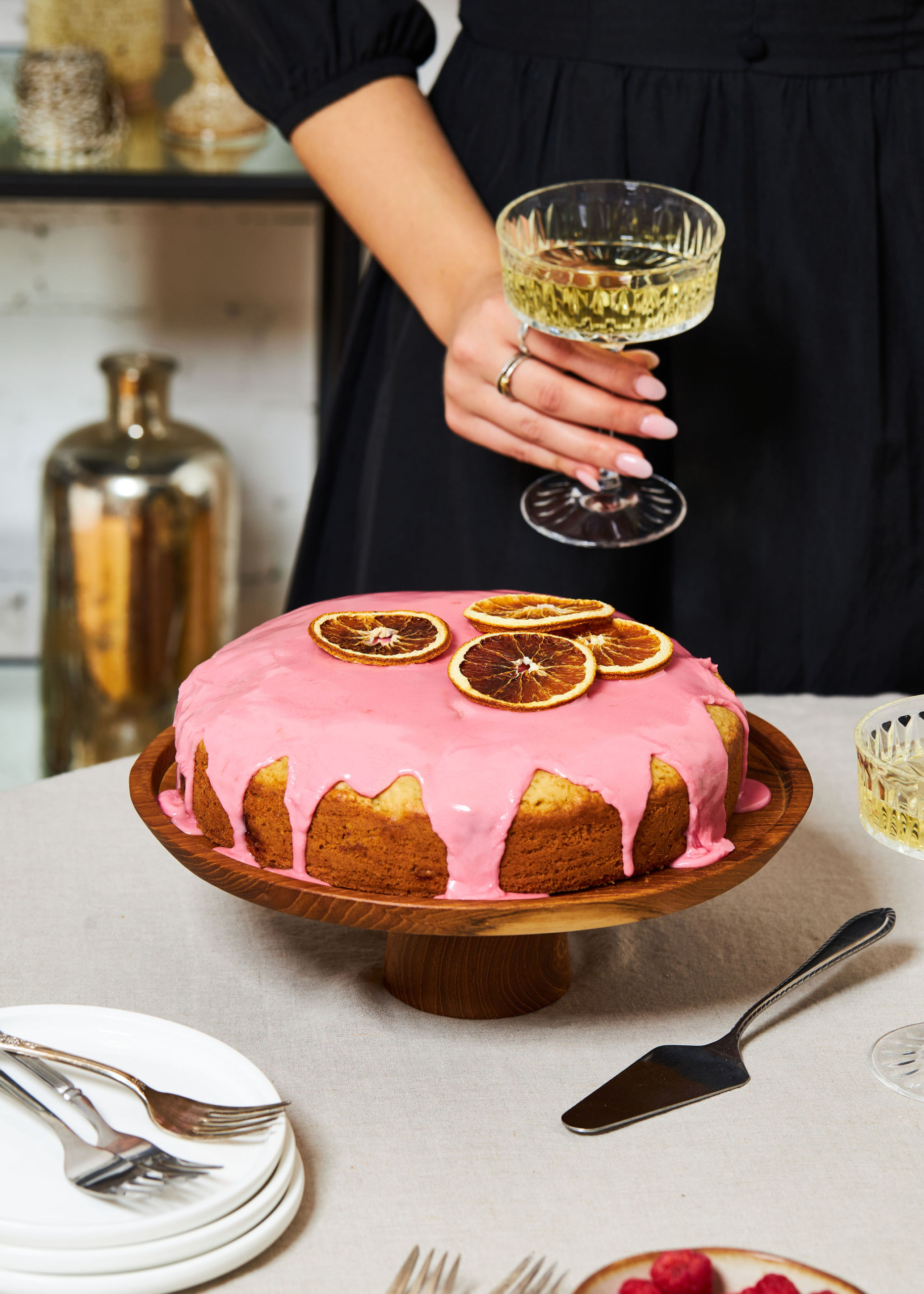 Raspberry Cake with Blood Orange Icing