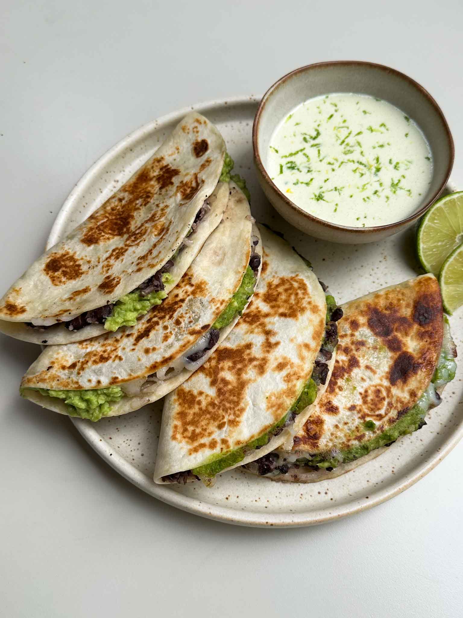 Vegetarian Quesadillas with Black Beans and Jalapeño Mayo