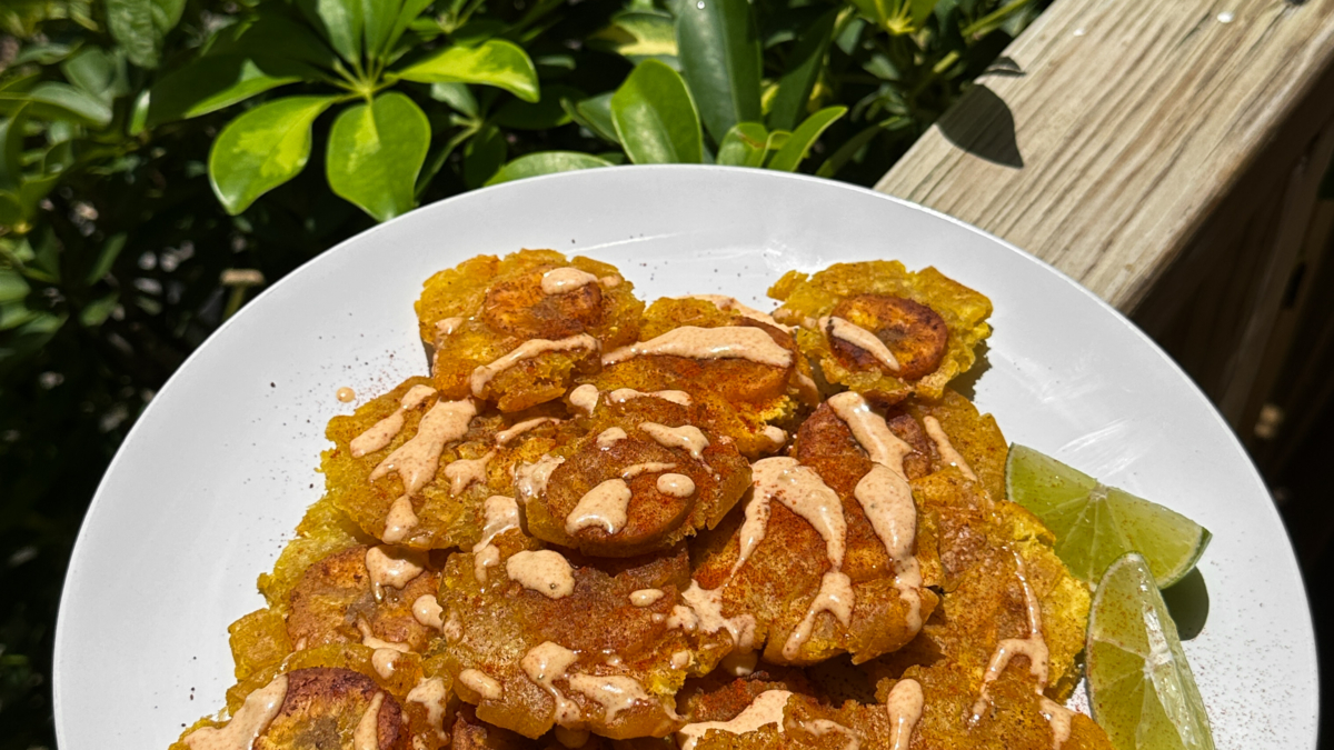Tostones au four (bananes plantain frites)