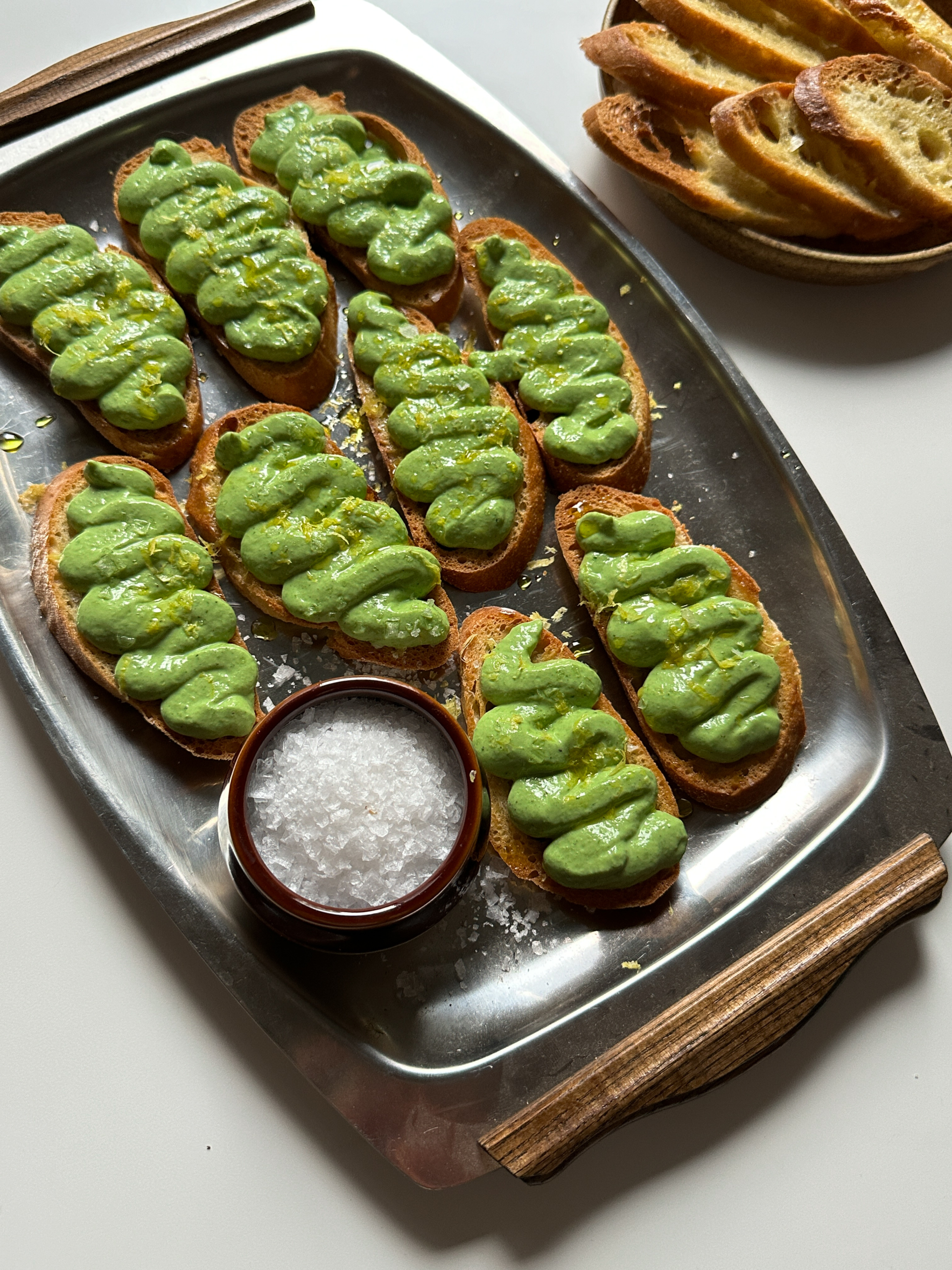 Basil Whipped Tofu Crostinis