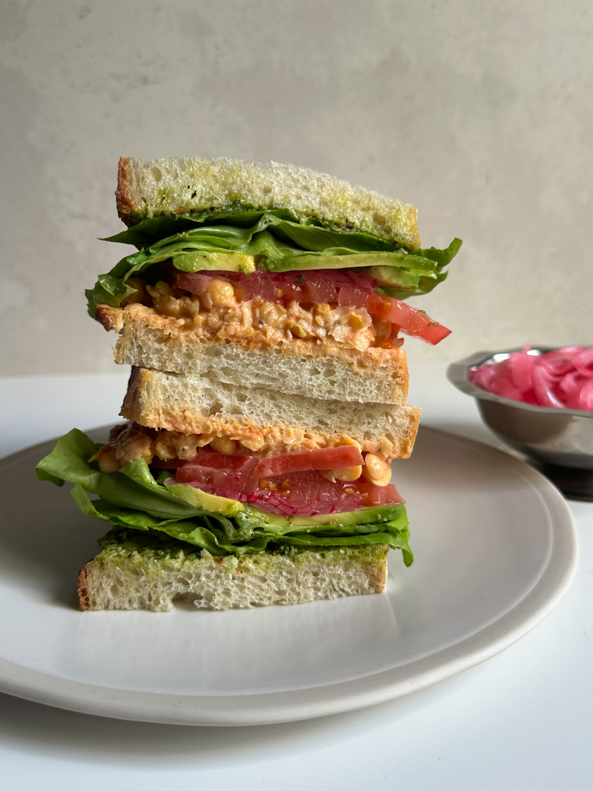 Chickpea, Tomato and Pesto Veggie Sandwich