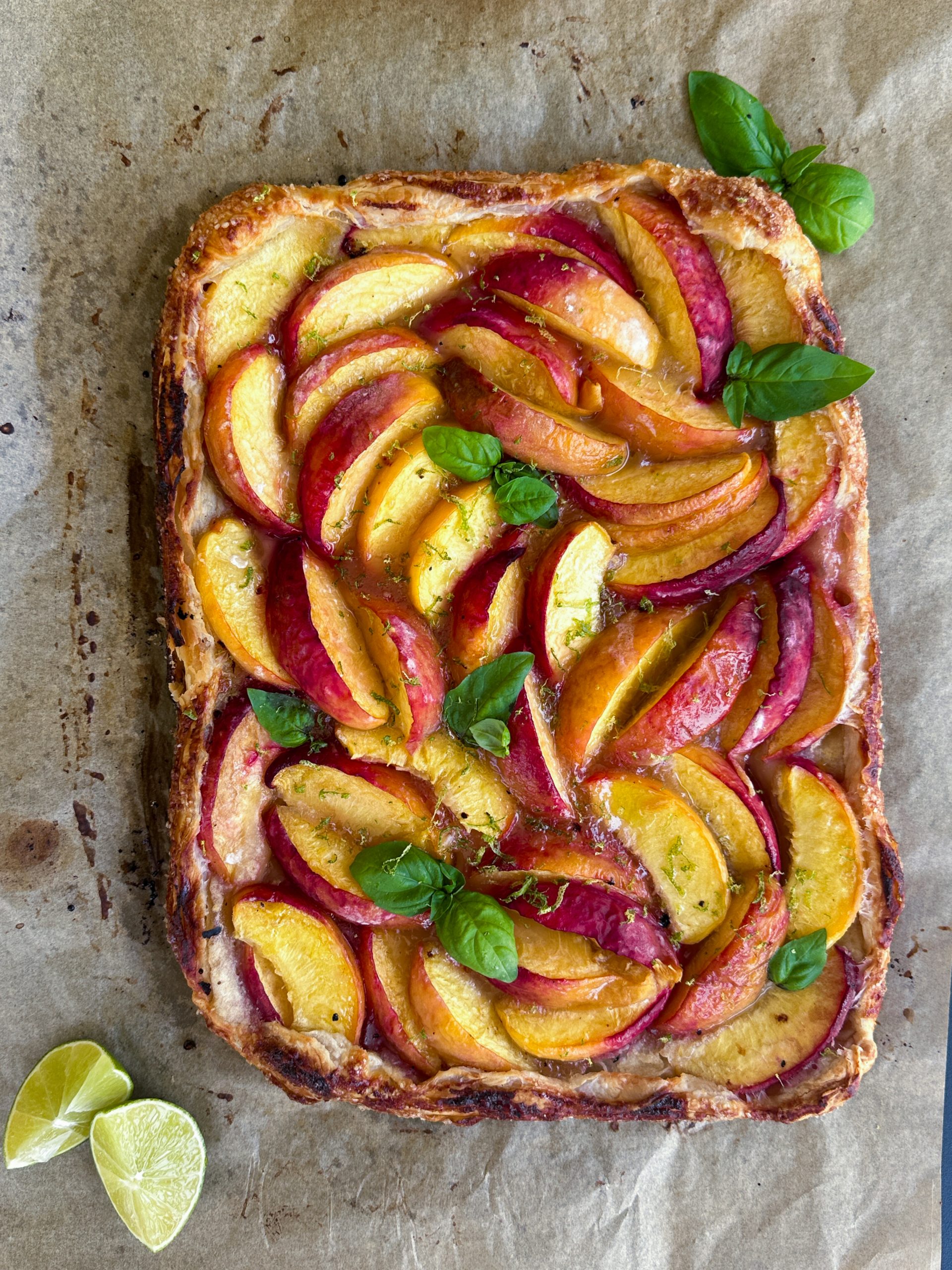 Puff Pastry with Peaches and Basil