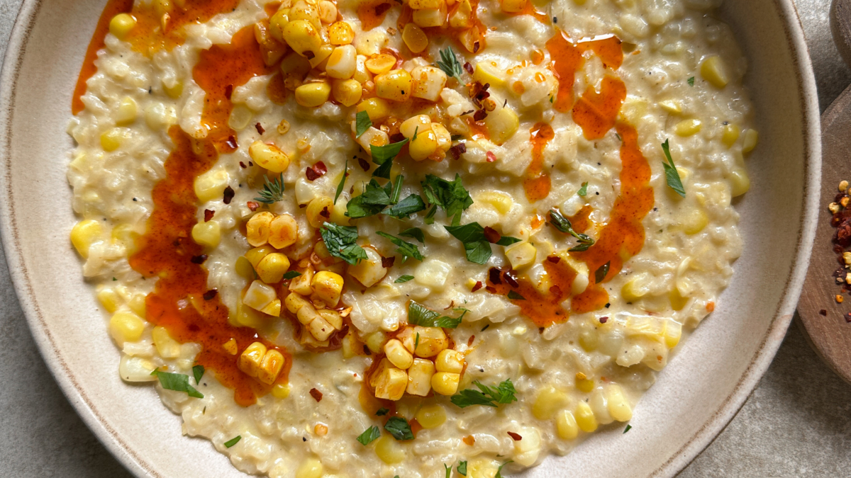 Risotto végétalien au maïs