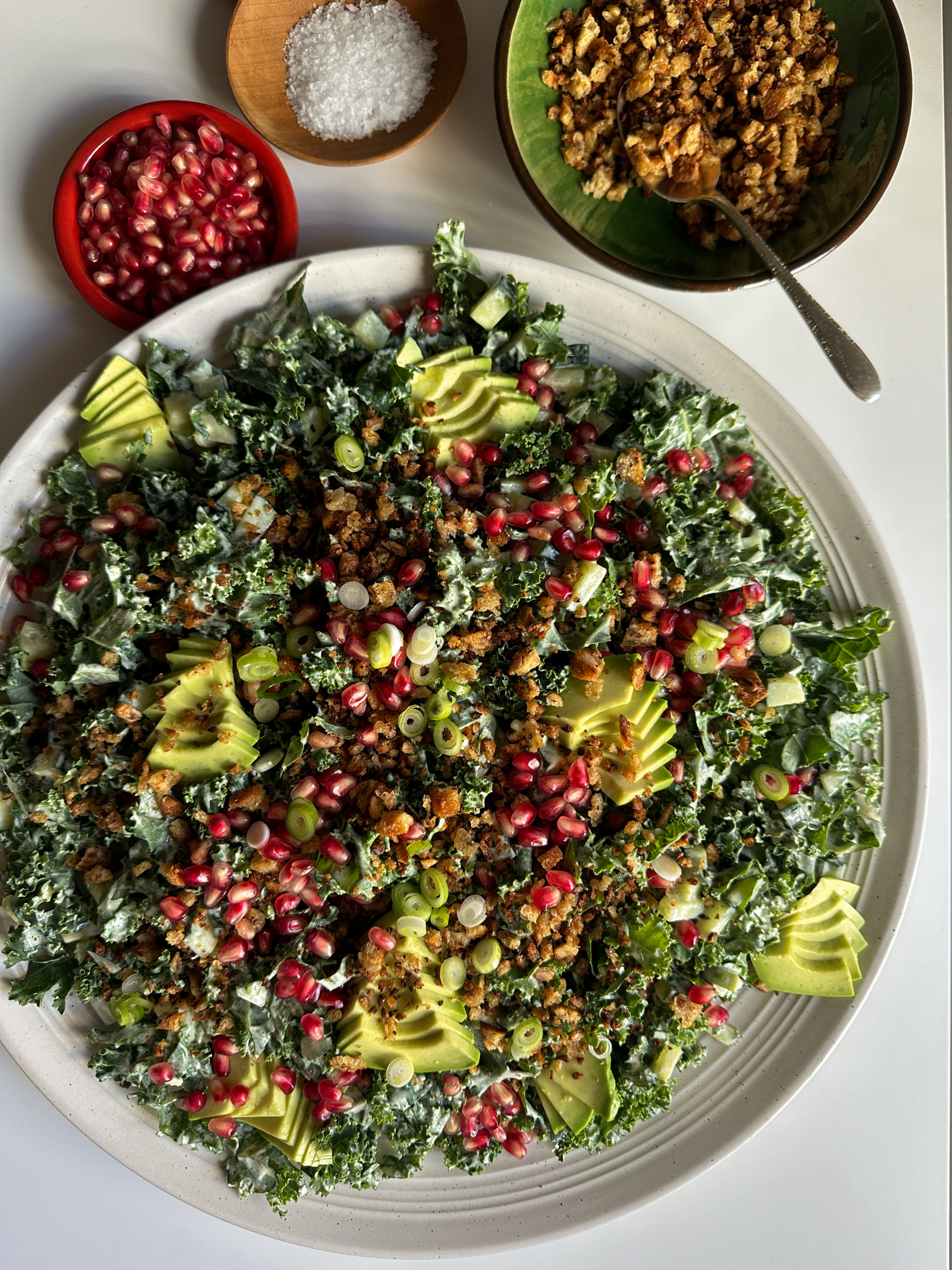 Creamy Kale Salad with Pomegranate