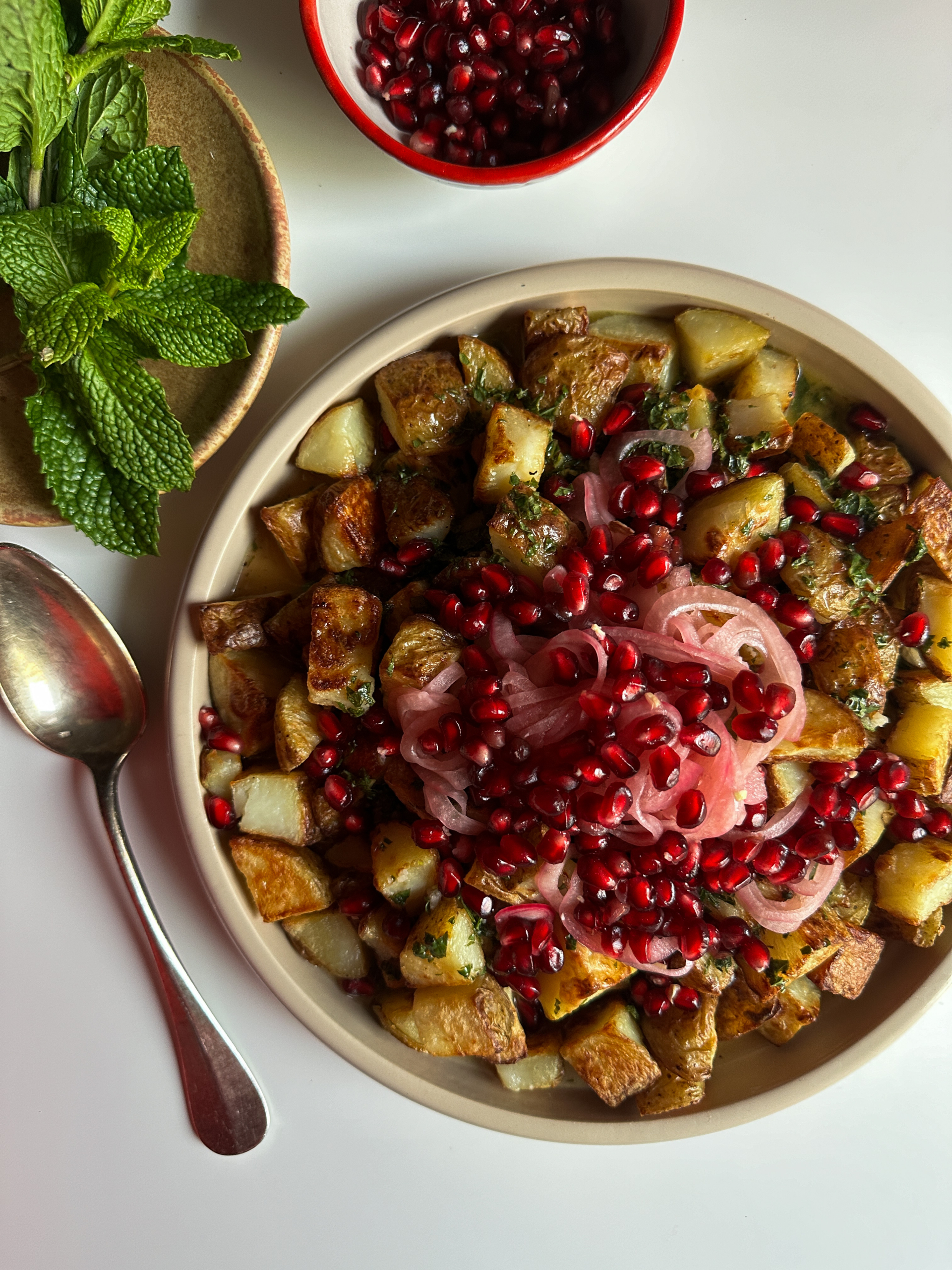 Crispy Potato Salad with Pickled Onions and Mint