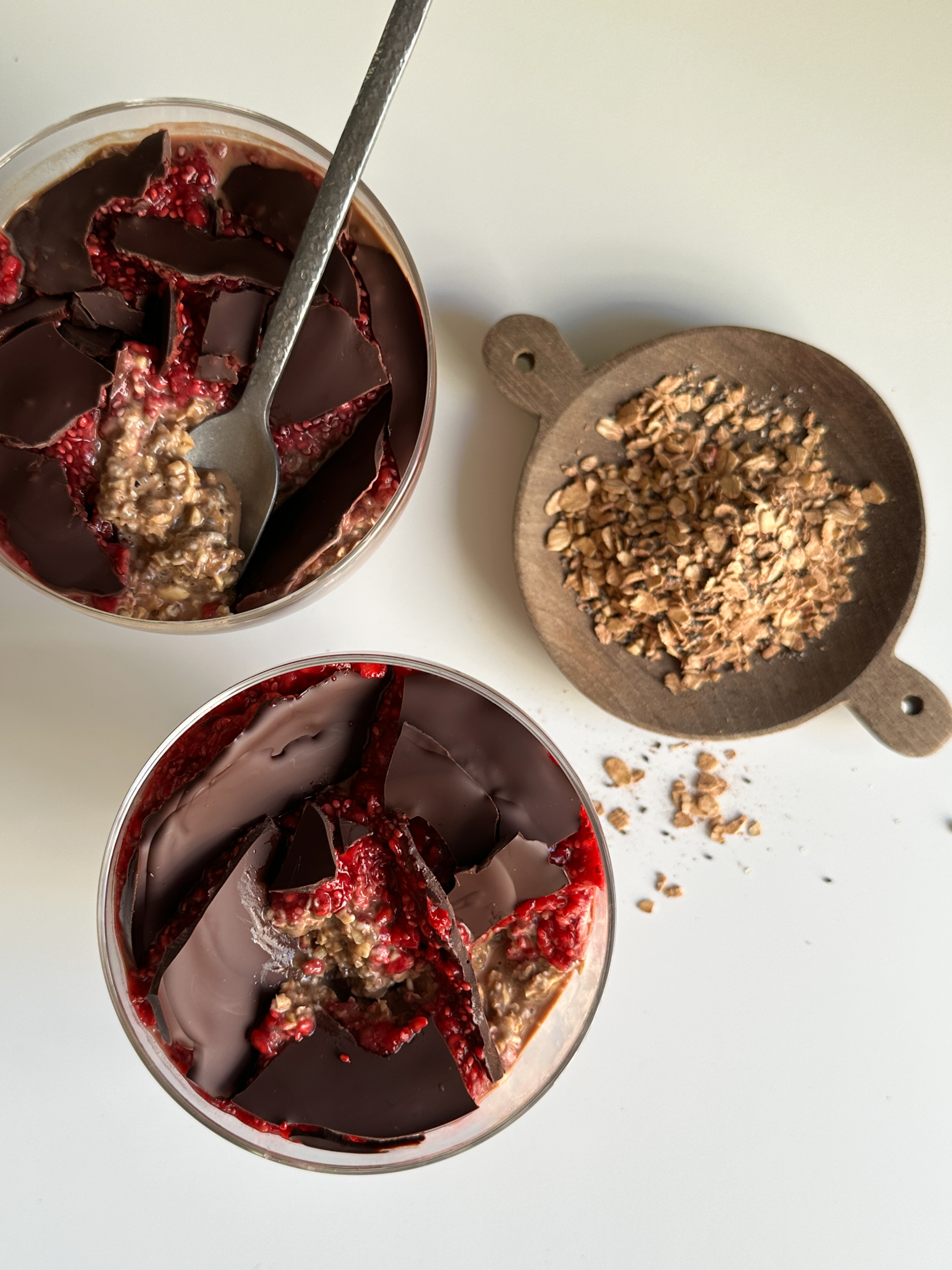 Chocolate and Raspberry Oatmeal in the Fridge