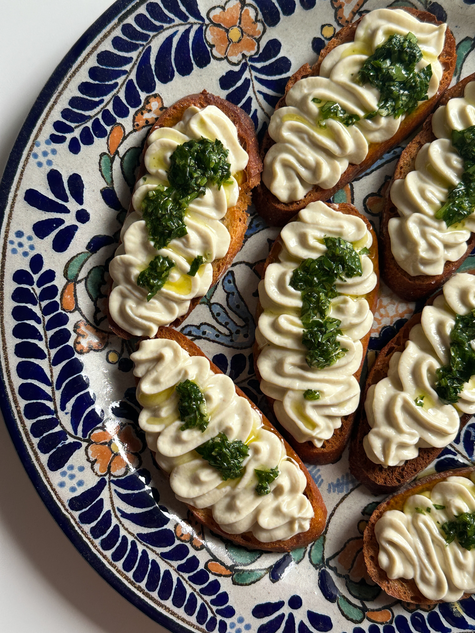 Artichoke Tofu Ricotta Crostinis