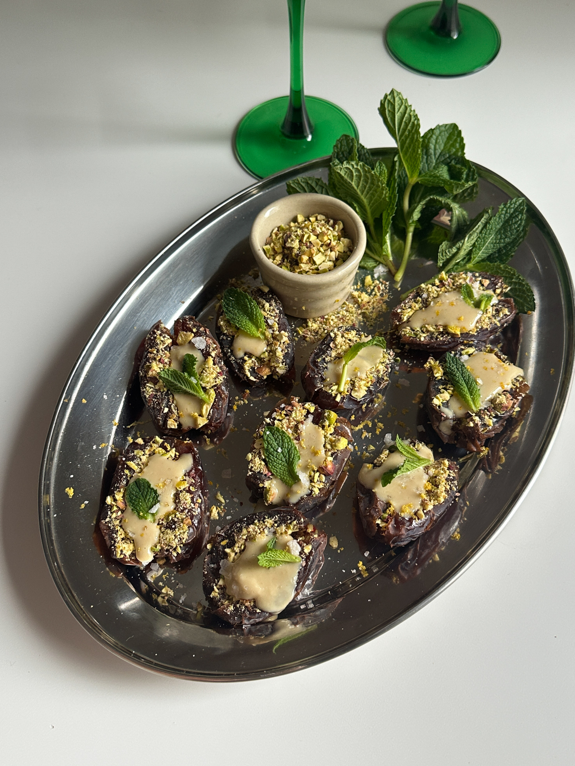 Tahini and Pistachio Stuffed Dates