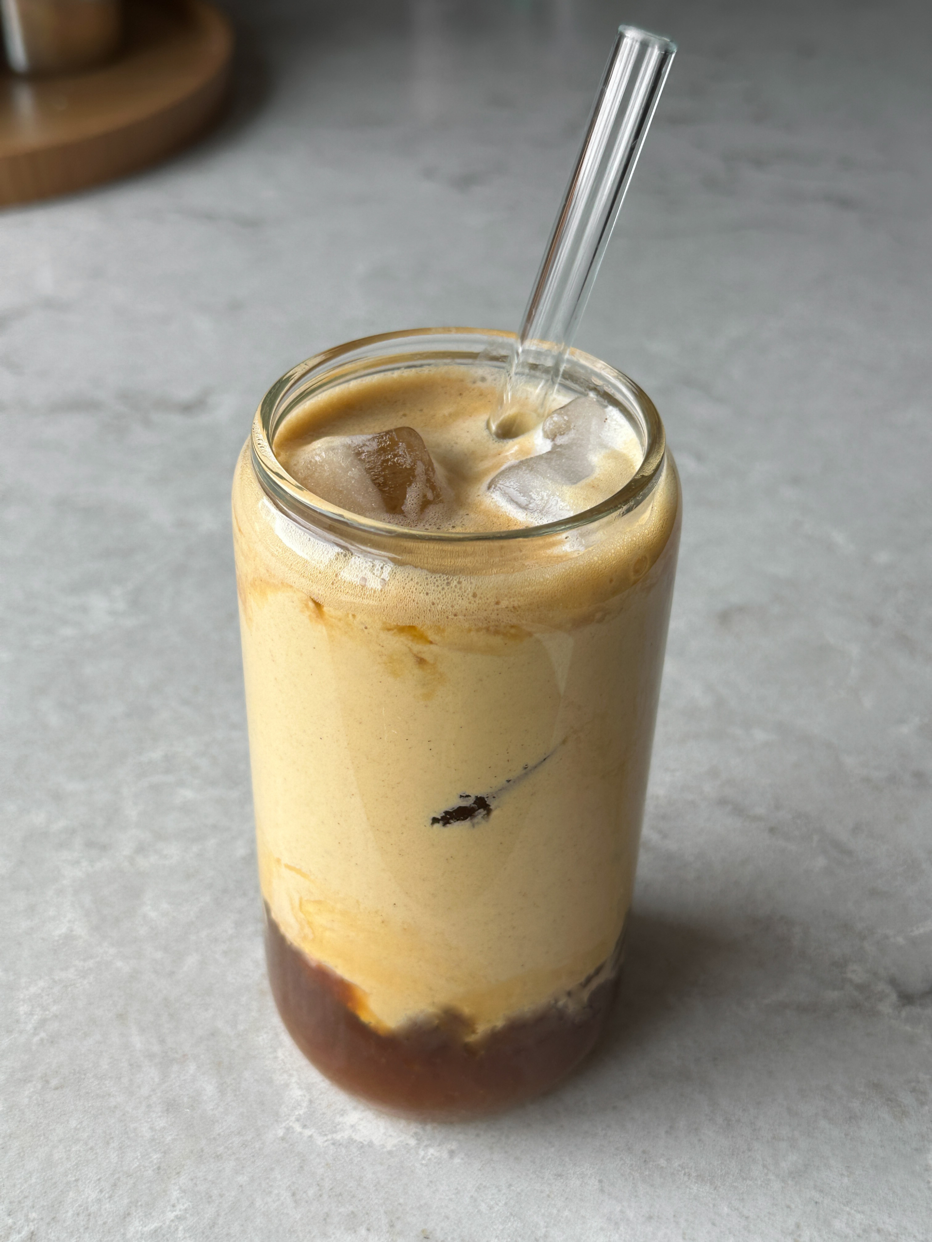 Iced Banana and Tahini Protein Latte