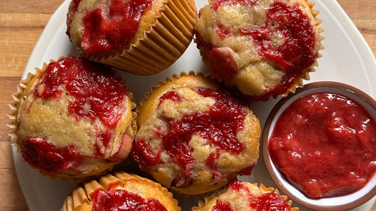 Muffins fraises et rhubarbe