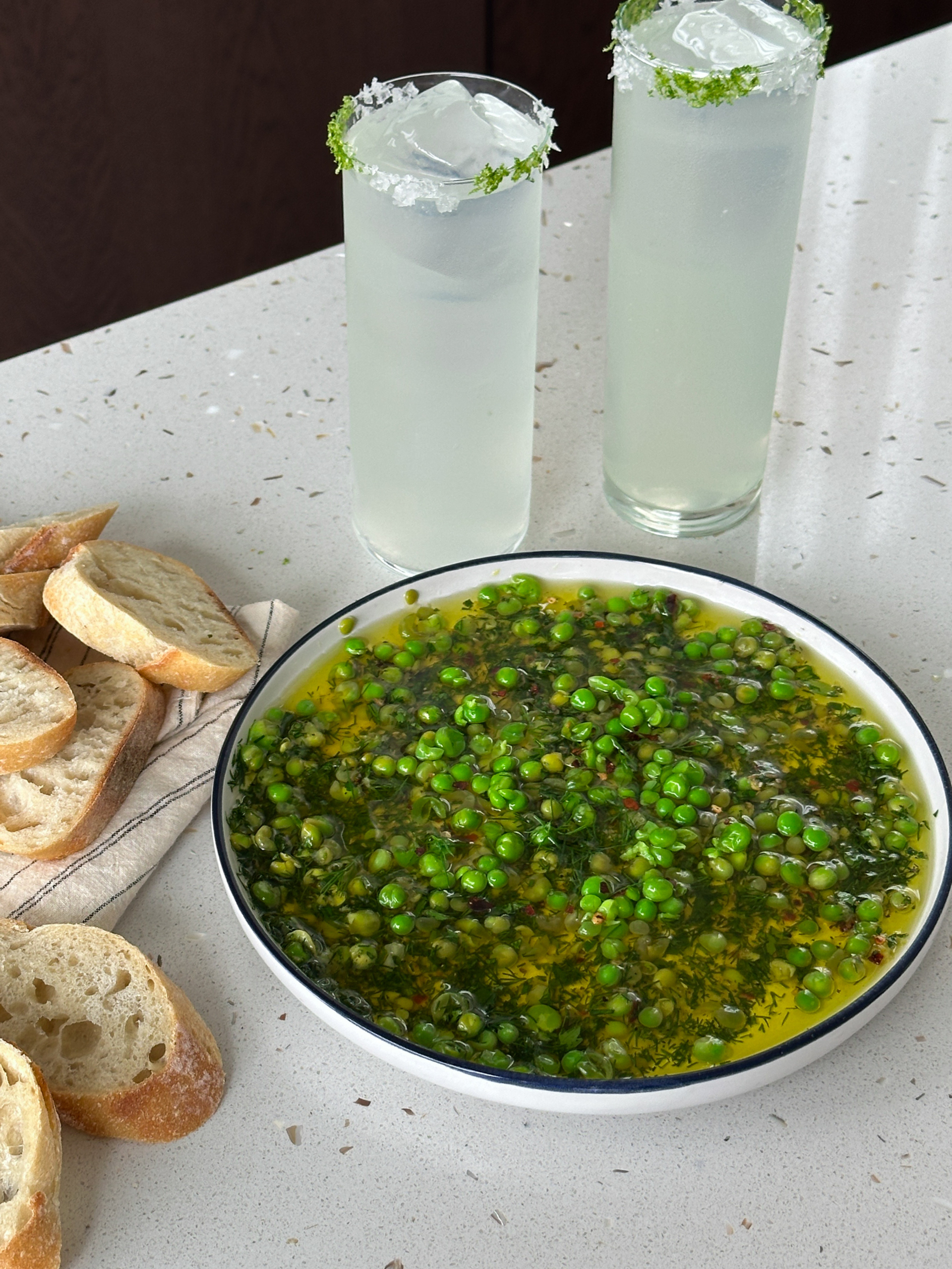 Garlic, Lemon and Pea Dipping Oil