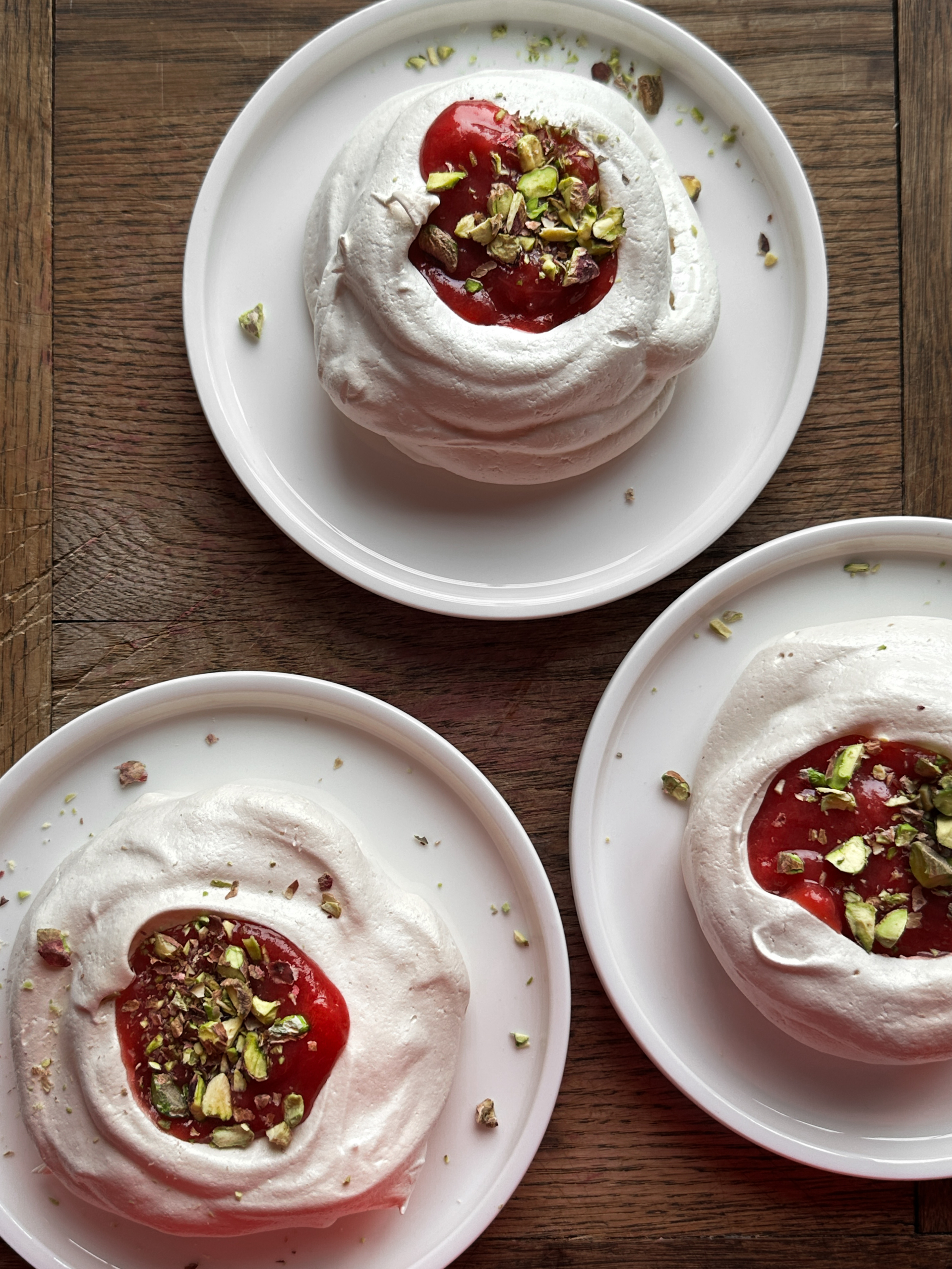 Mini Pavlovas with Rhubarb