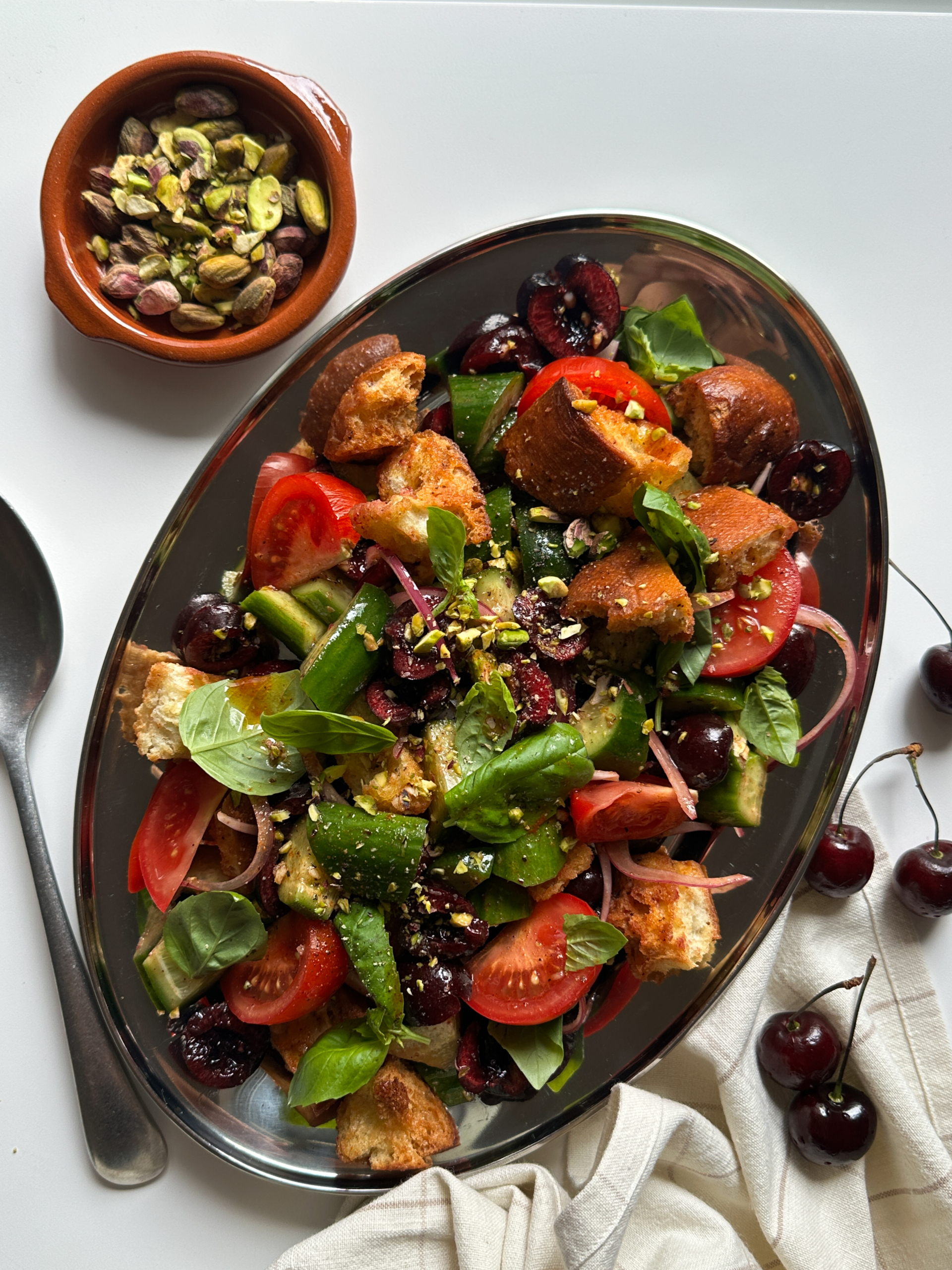 Cherry and Pistachio Panzanella