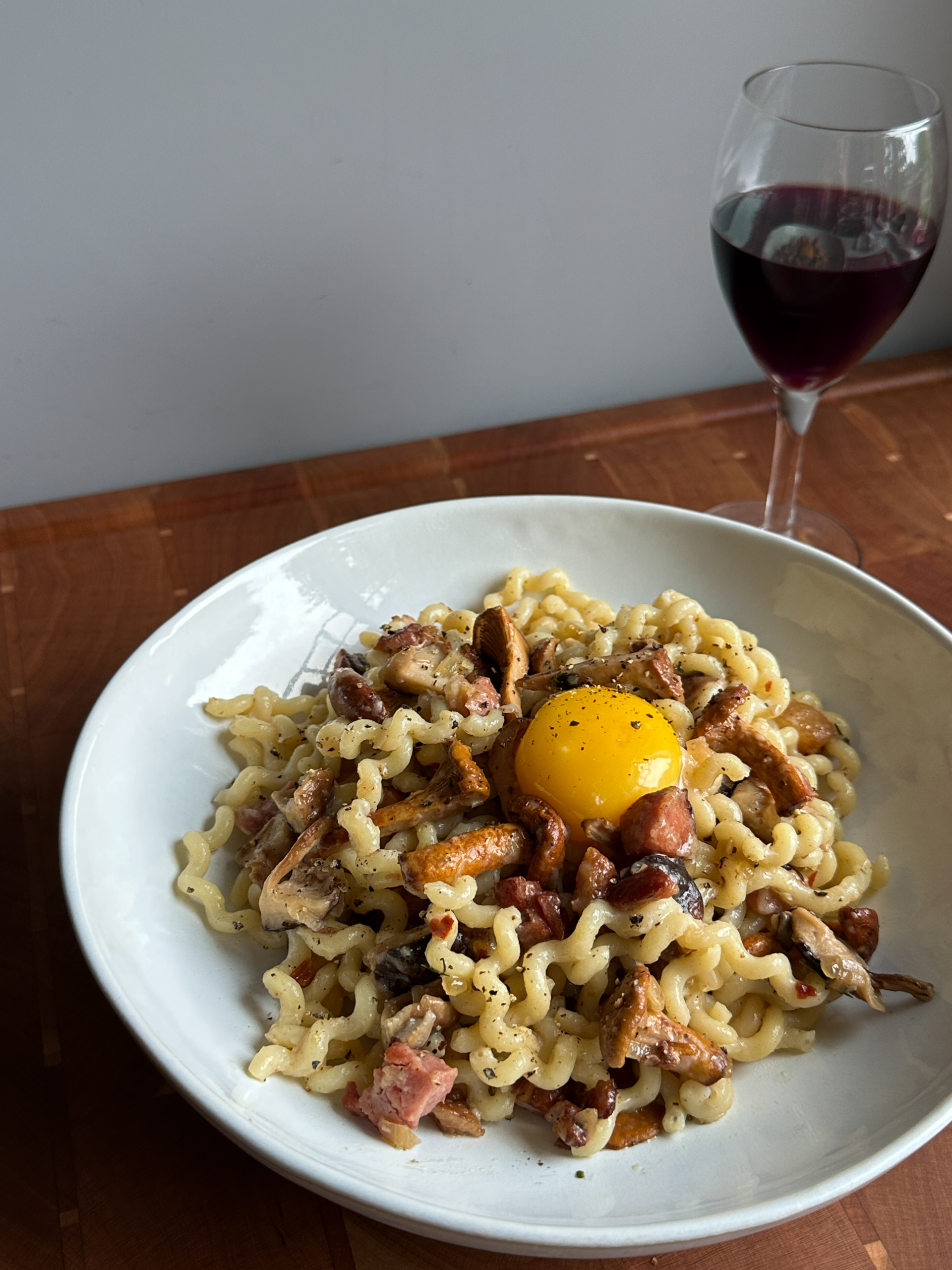 Pasta with Forest Mushrooms and Bacon