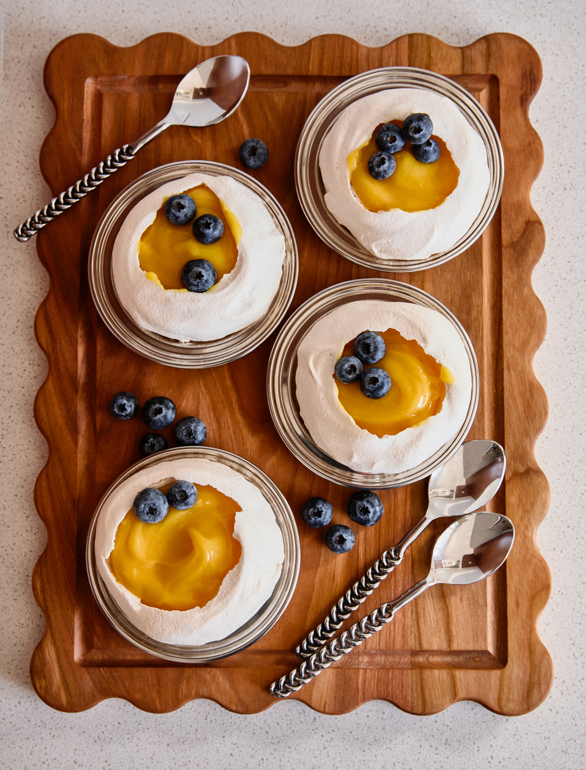 Mini pavlovas with passion fruit