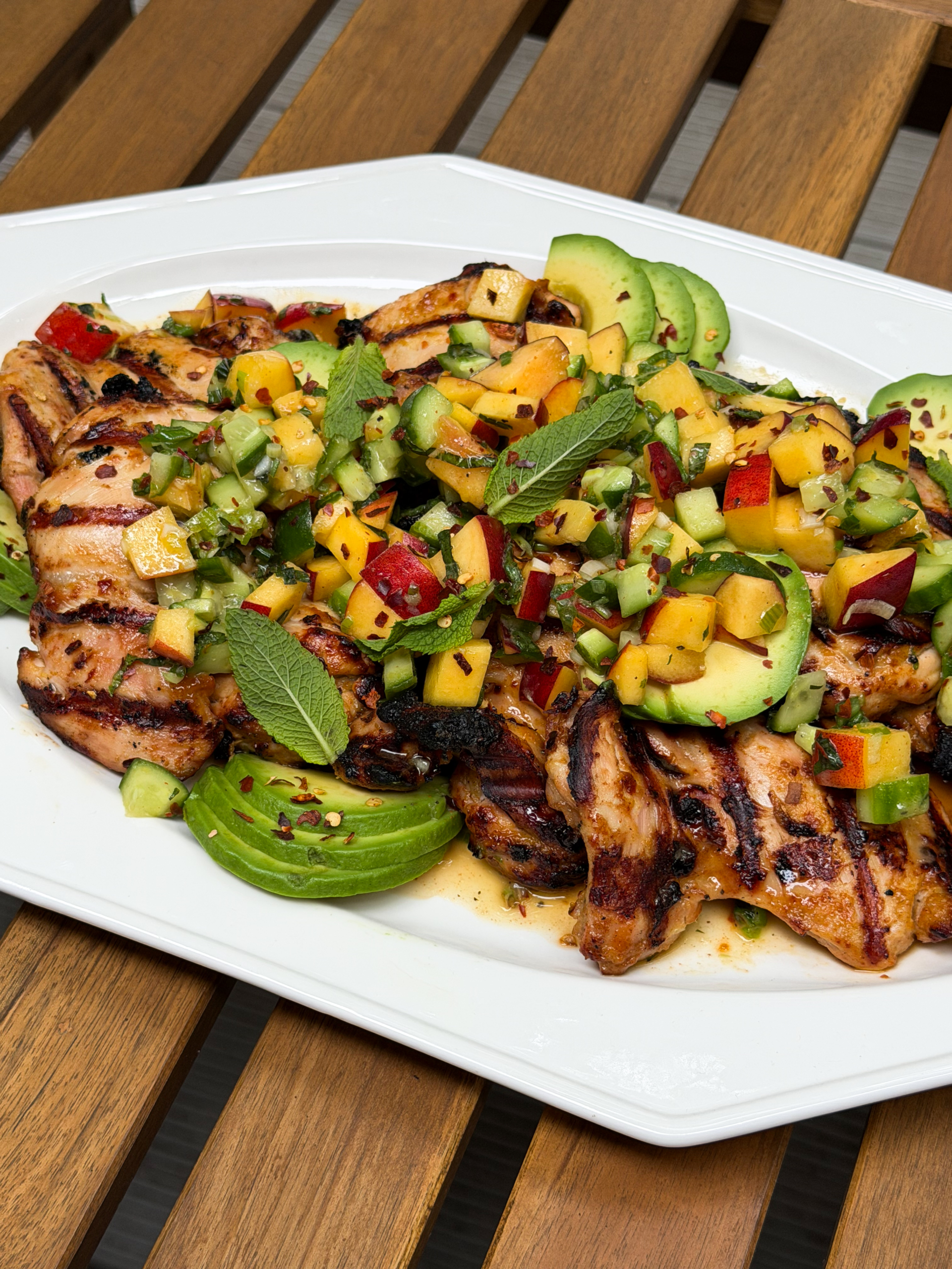 Maple-Mustard BBQ Chicken with Peach Salsa